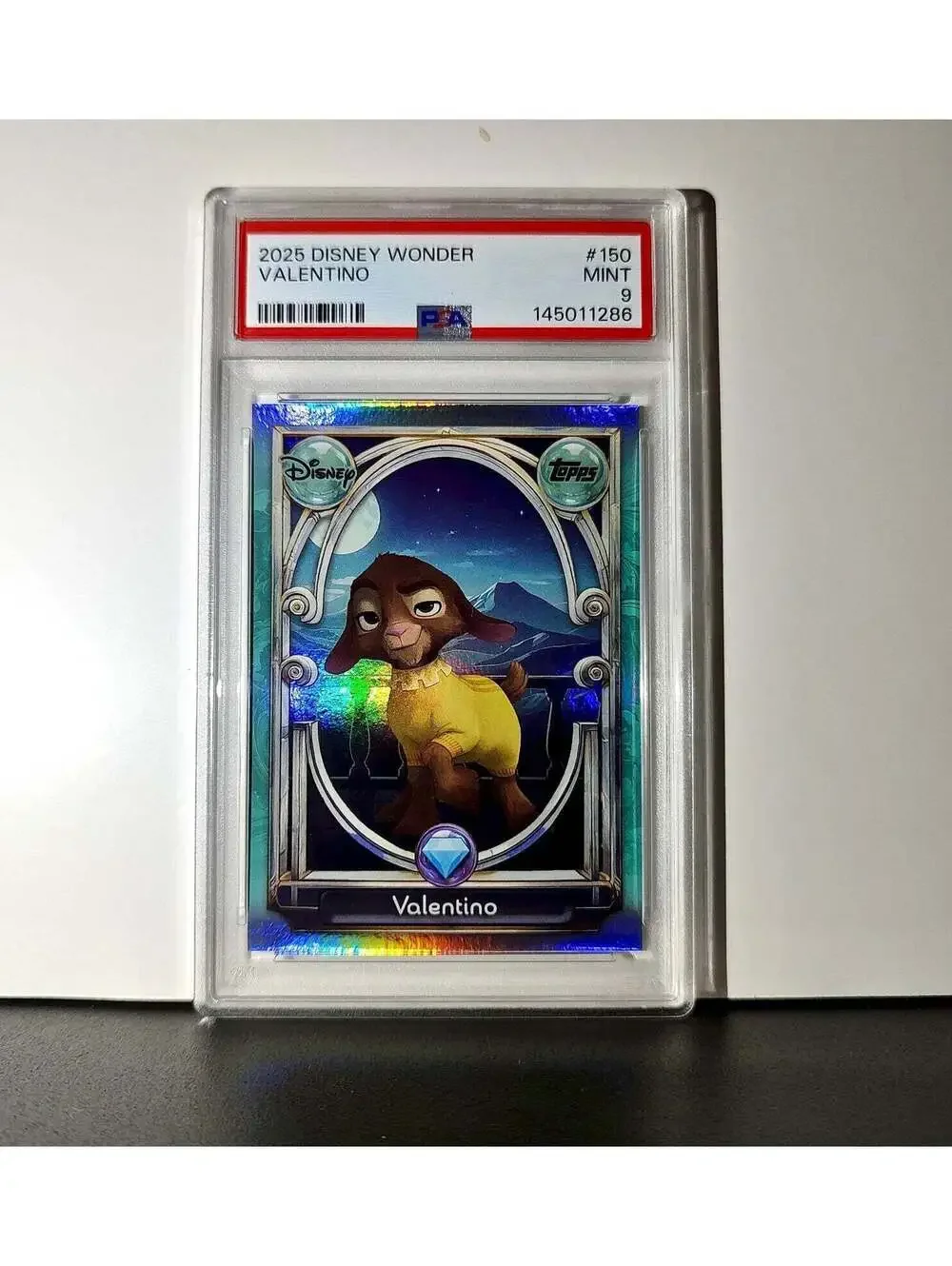 Valentino 2025 Topps Disney Wonder #150 Diamond Card Wish PSA 9